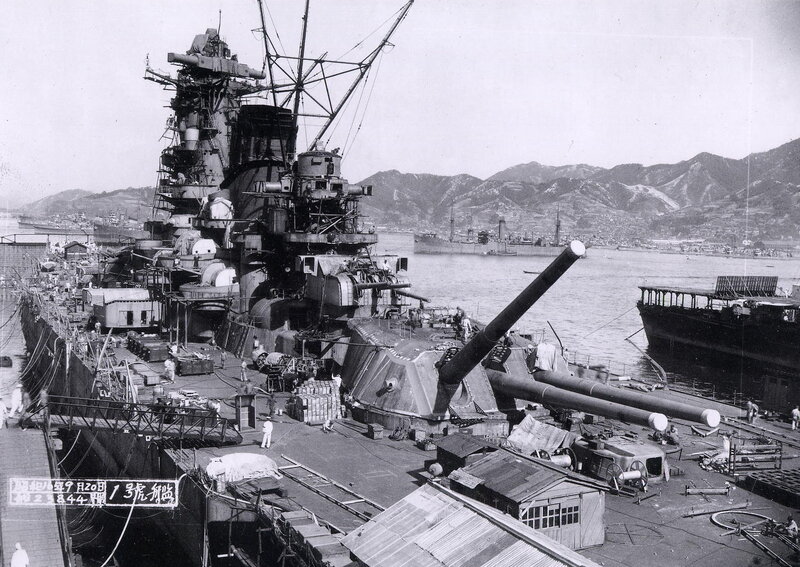 Battleship in port