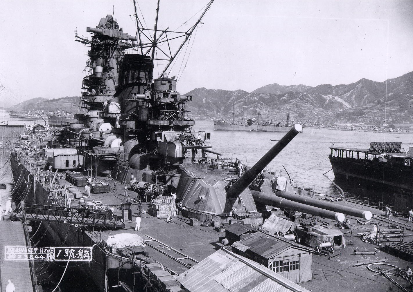 Battleship in port