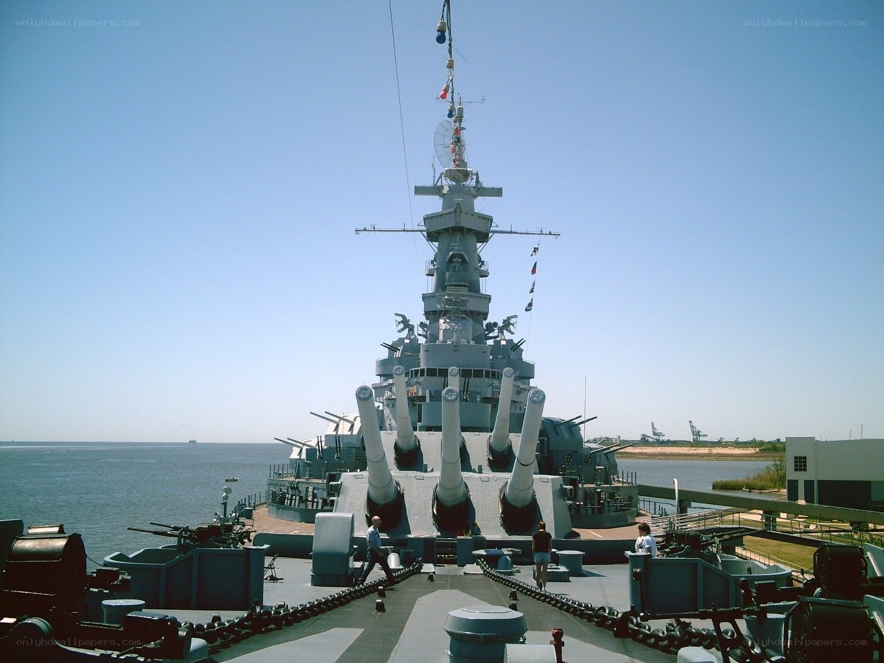 Battleship on a sunny day