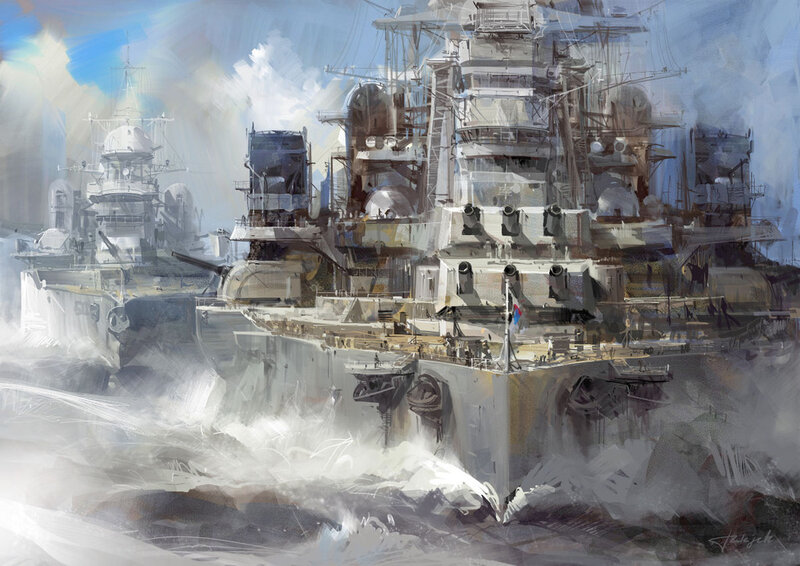 Battleships at sea
