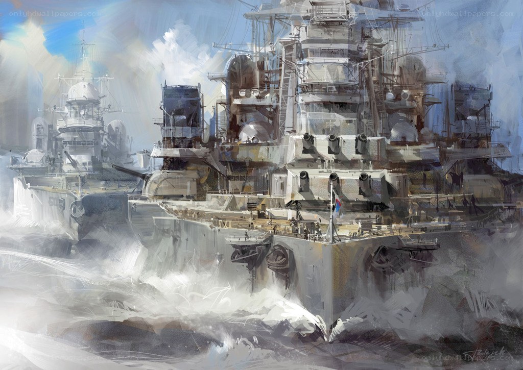Battleships at sea