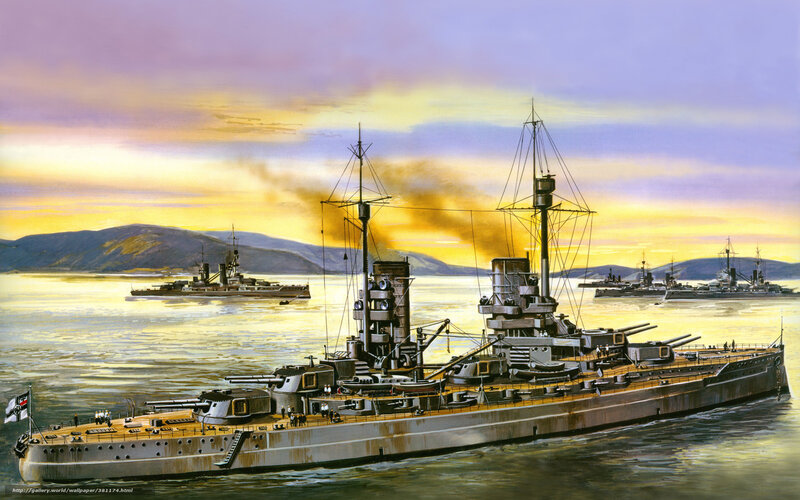 Battleships at sunset