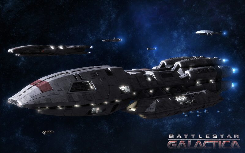 Battlestar Galactica fleet in space
