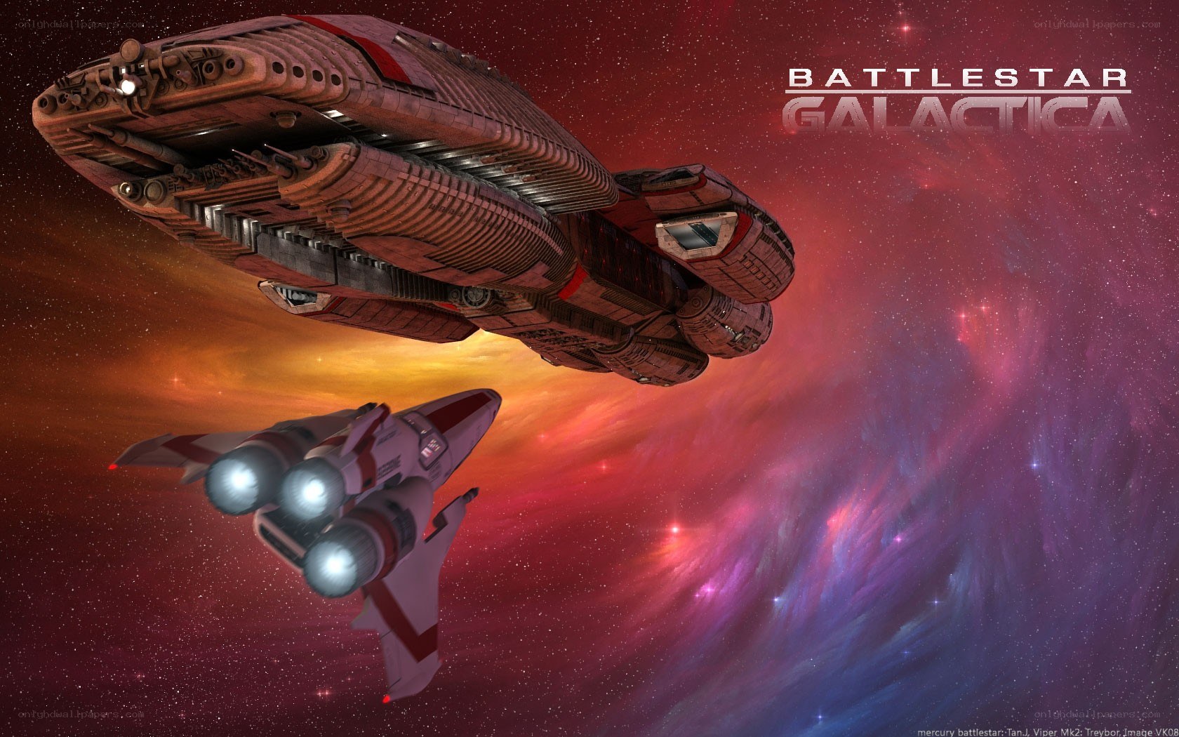 Battlestar Galactica spaceship scene