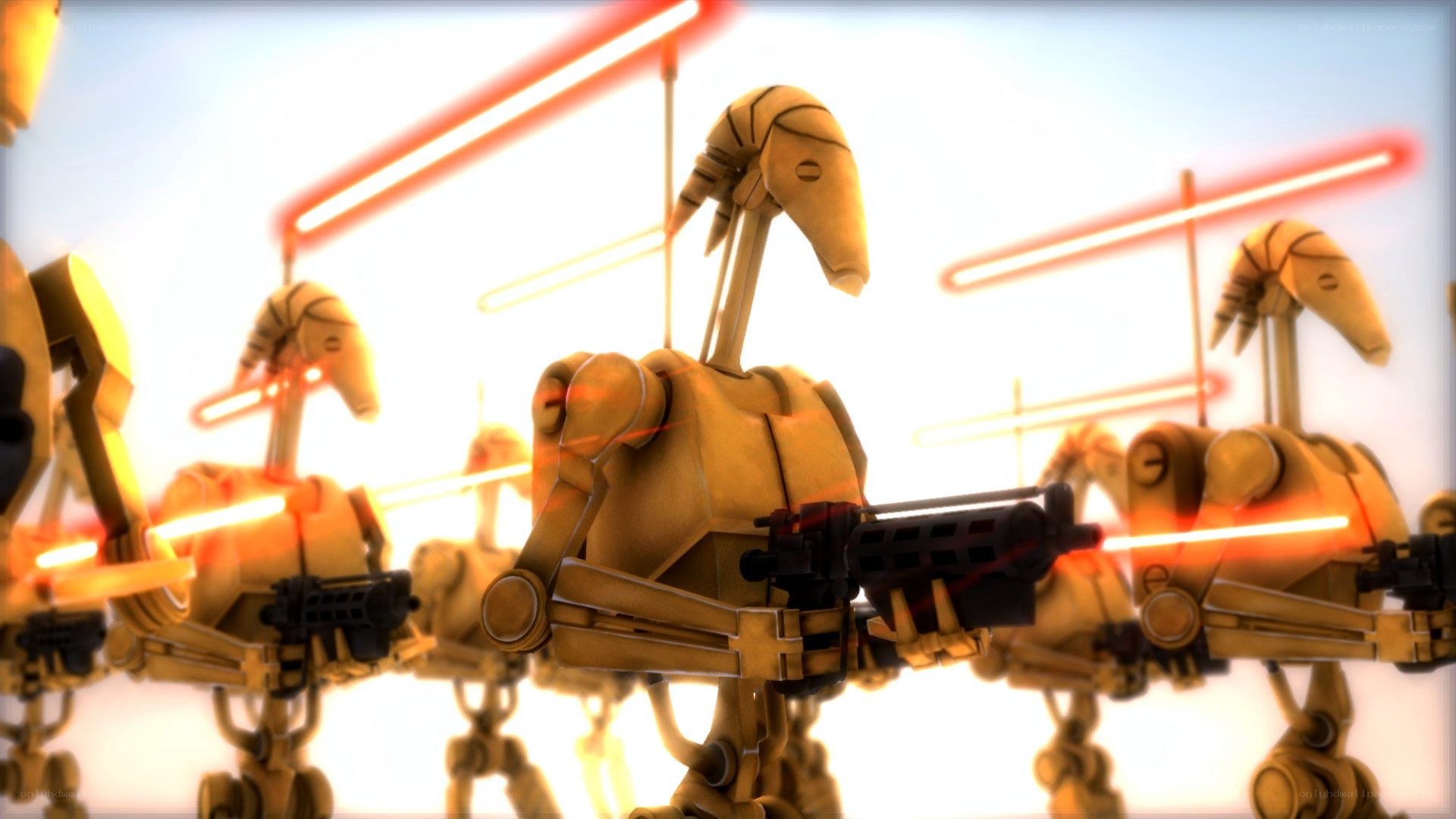 Battling droid soldiers
