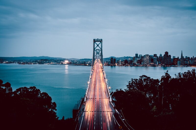 Bay Bridge at Dusk — Blue, Dramatic