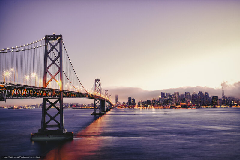 Bay Bridge at Dusk — Purple