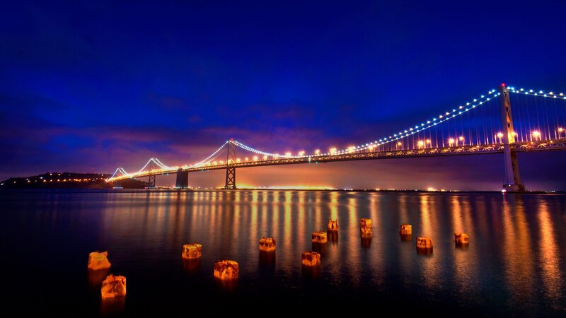 Bay Bridge at night