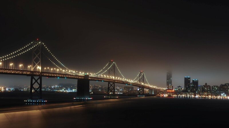 Bay Bridge at Night — Black, Dark