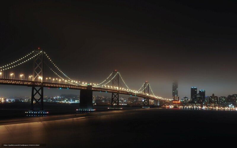 Bay Bridge at Night — Black, Serene