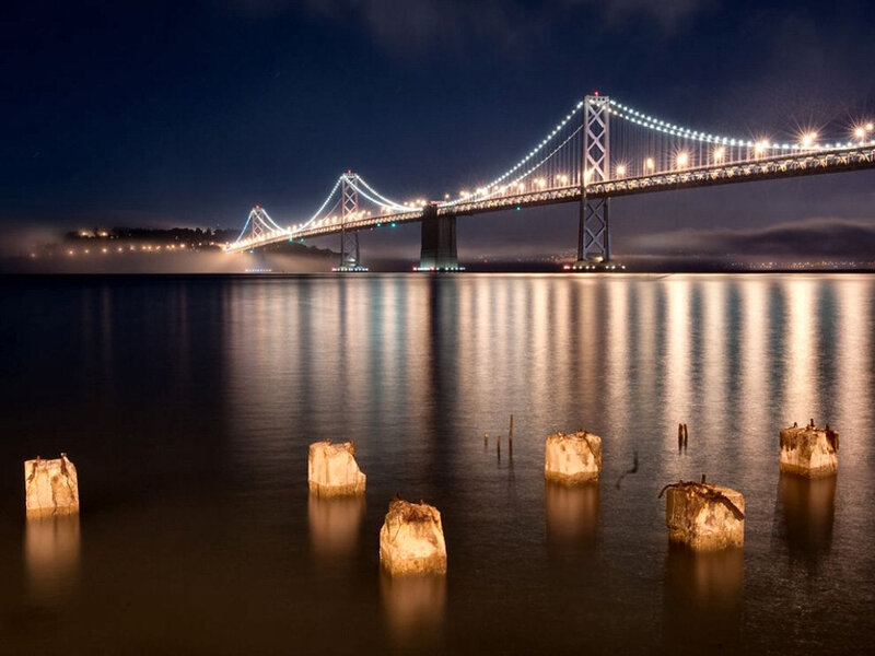 Bay Bridge at Night — Blue