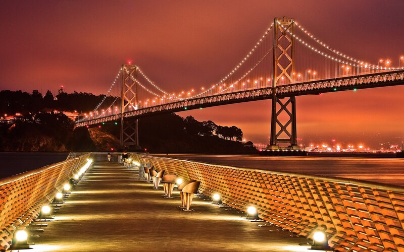 Bay Bridge at Night — Orange