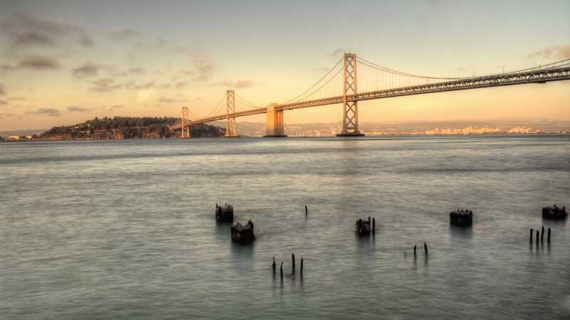 Bay Bridge at Sunset — Blue