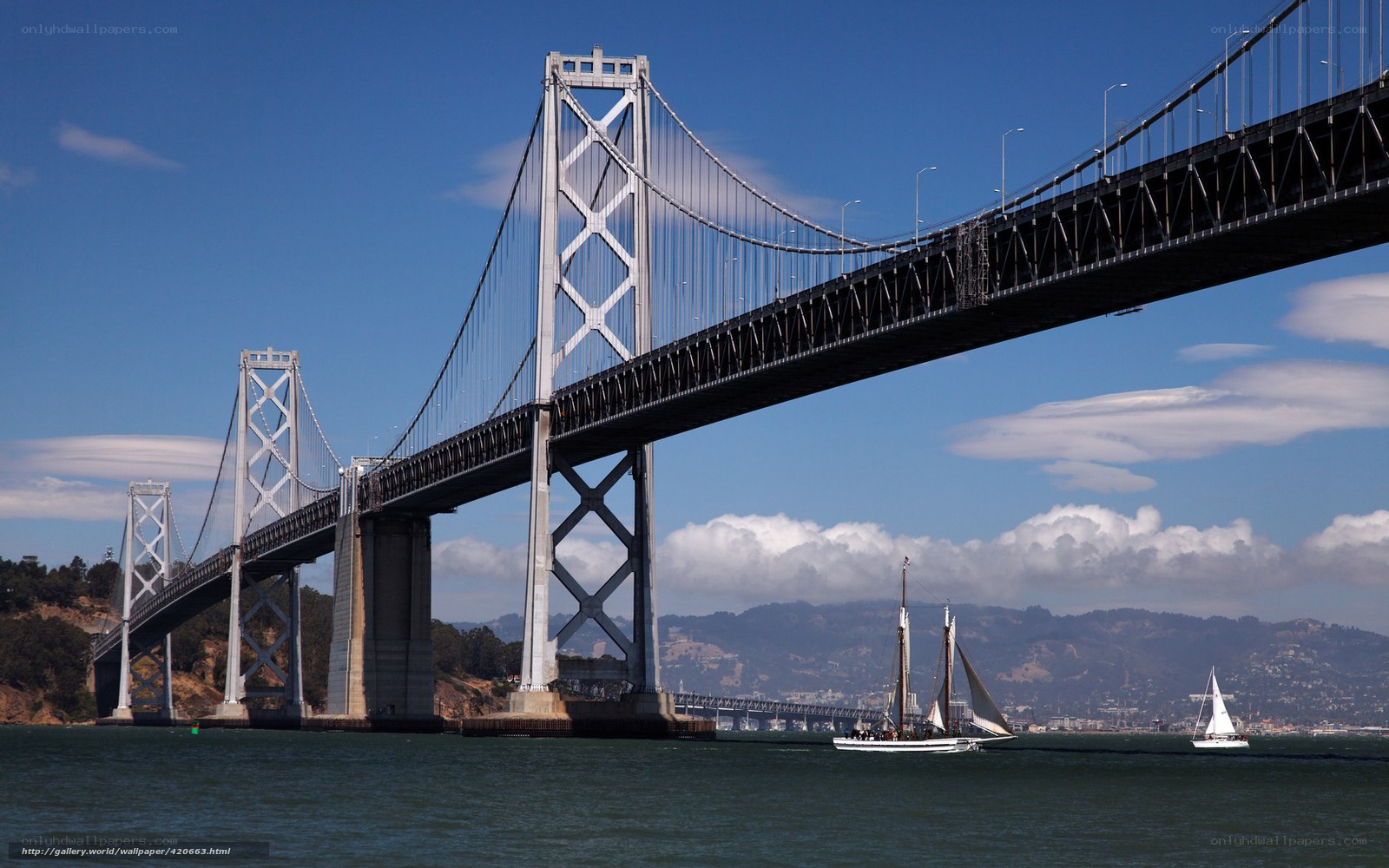 Bay Bridge with sailboats
