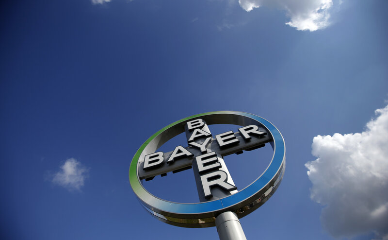 Bayer logo against blue sky