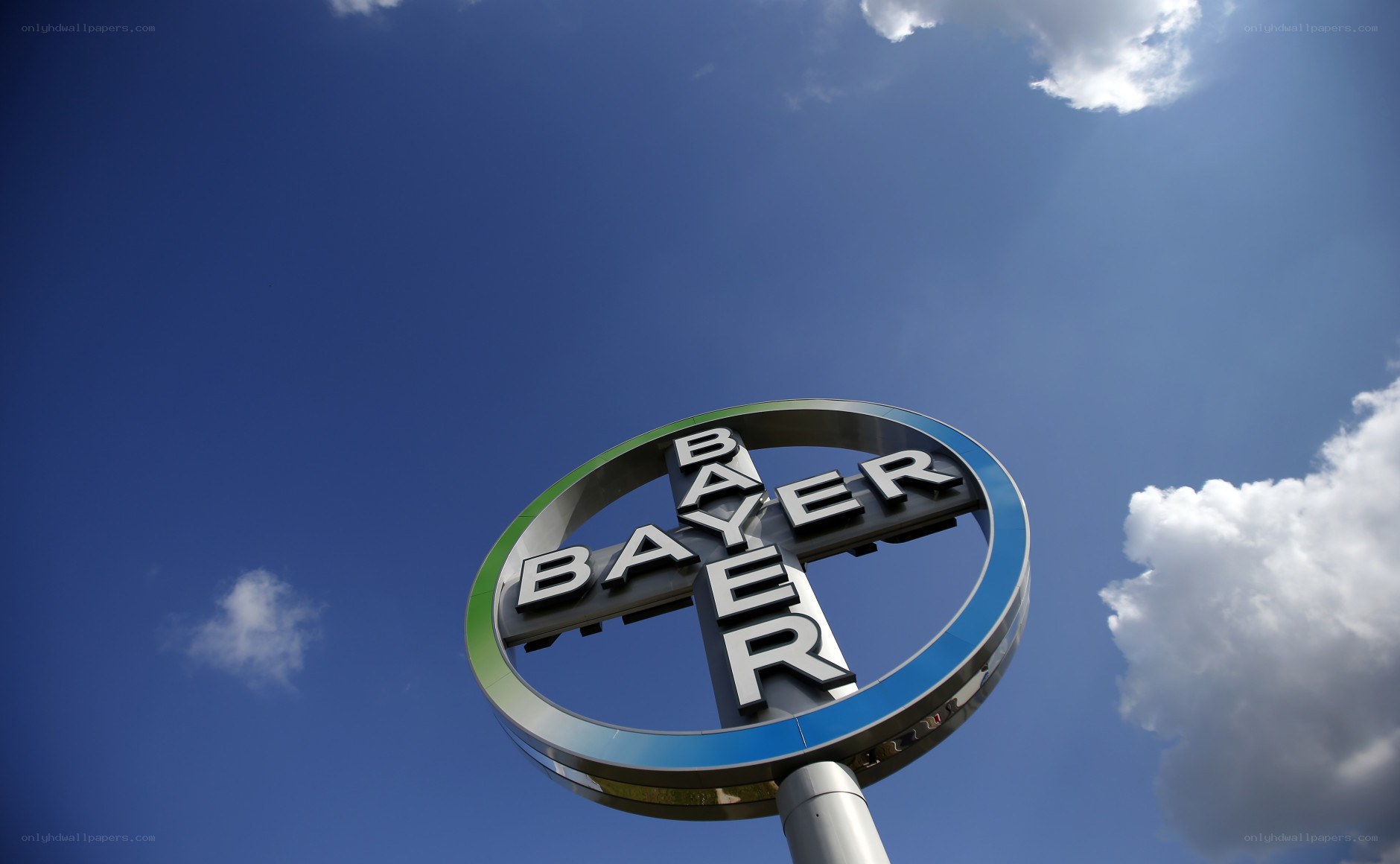 Bayer logo against blue sky