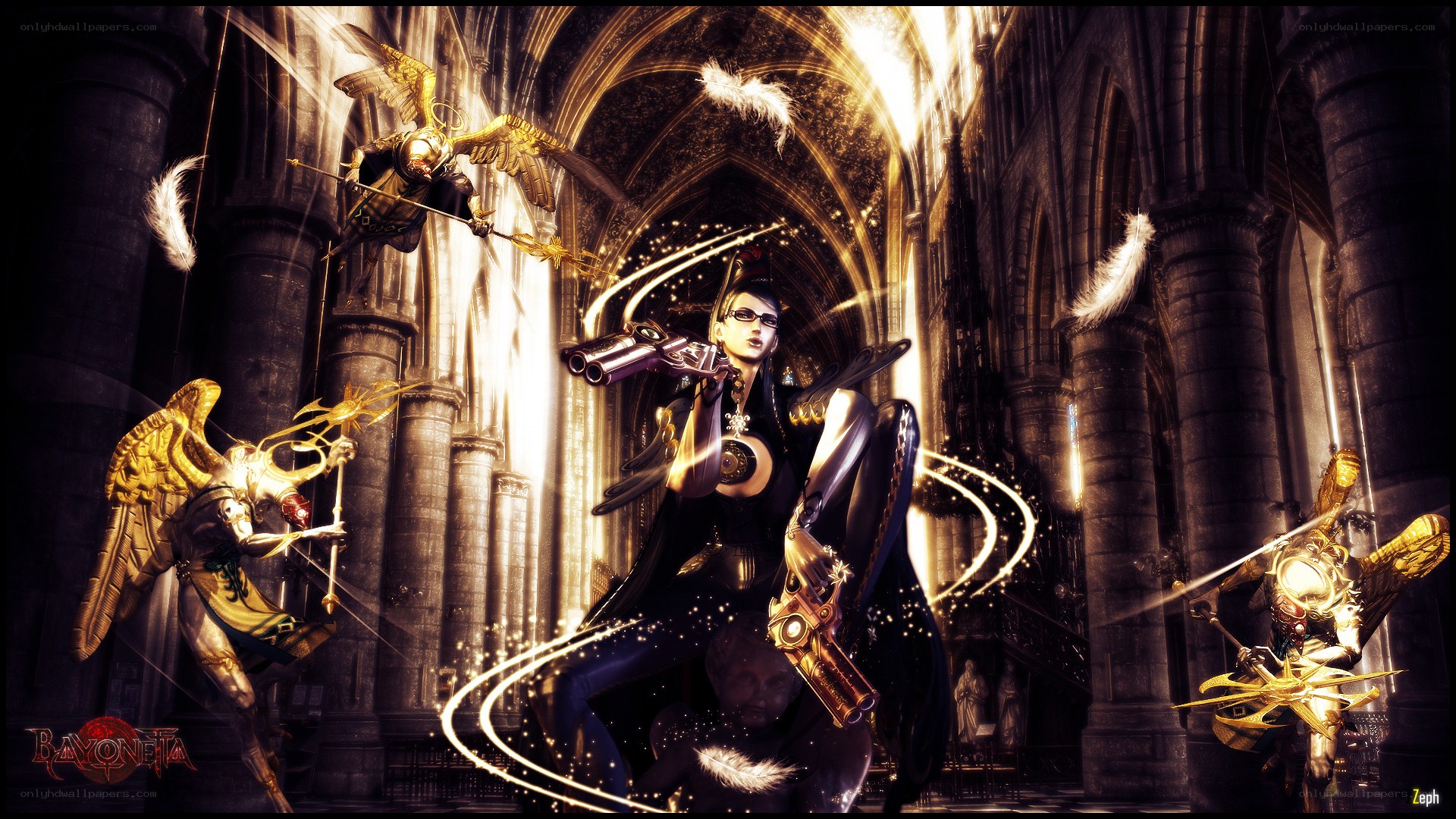 Bayonetta in a cathedral