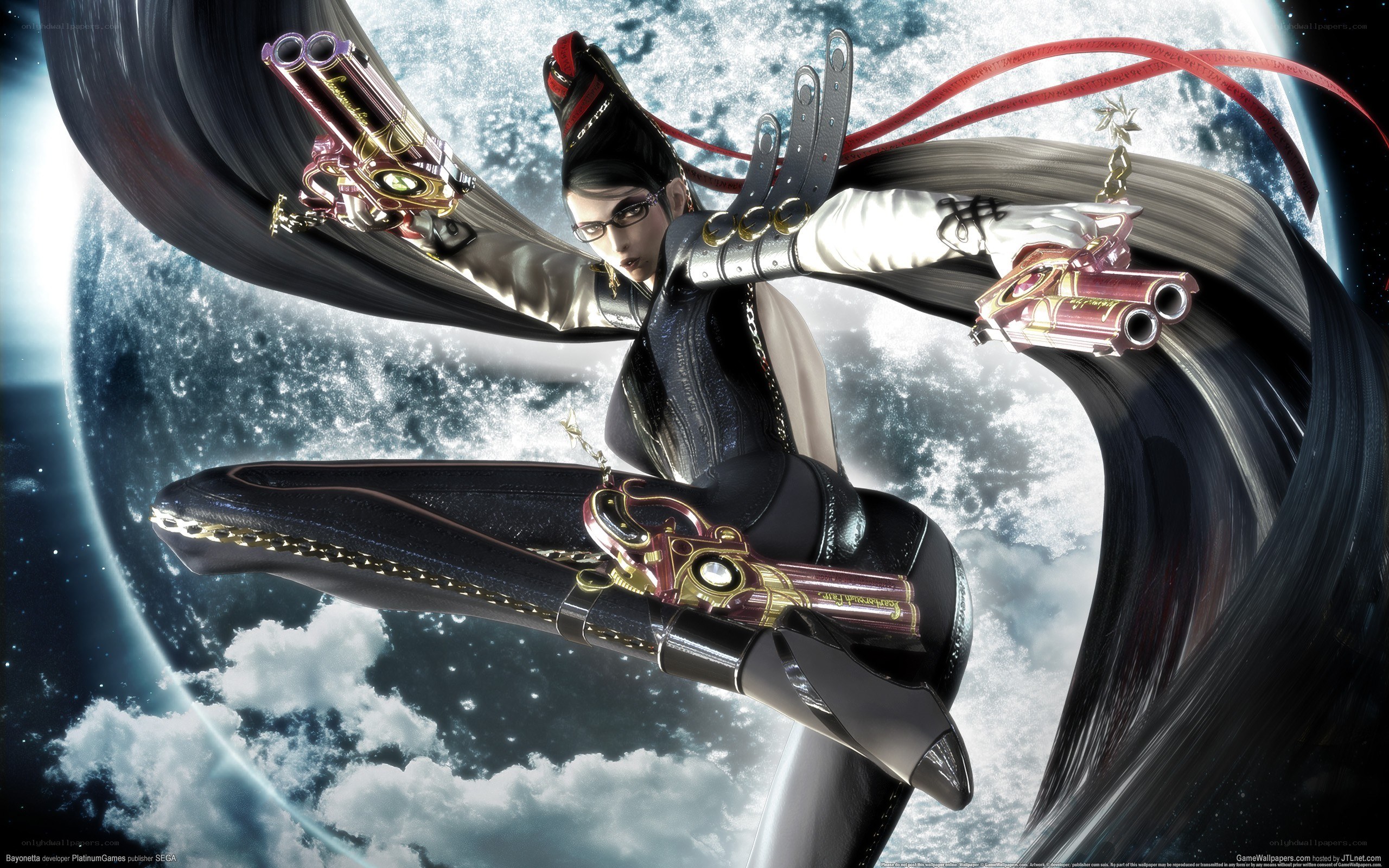 Bayonetta in space with guns