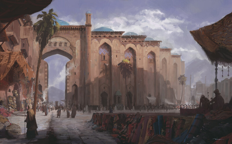 Bazaar Street with Mosque