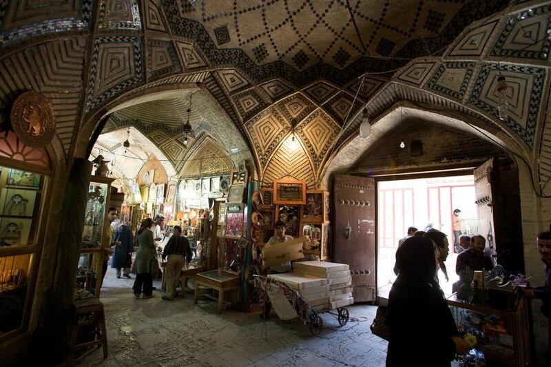 Bazaar with ornate arches