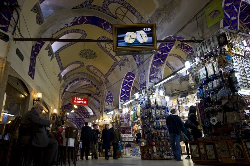 Bazaar with ornate ceiling