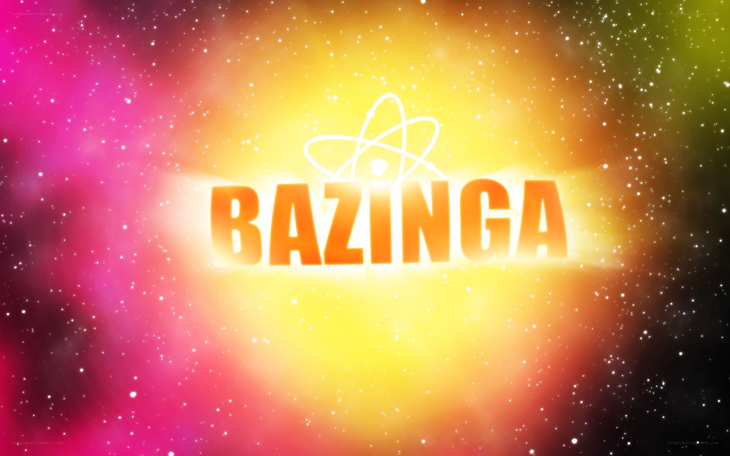 Bazinga logo with atom symbol