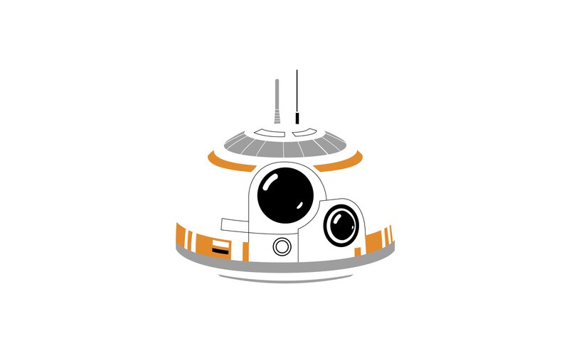 BB-8 Droid — White, Neutral, Vector Art