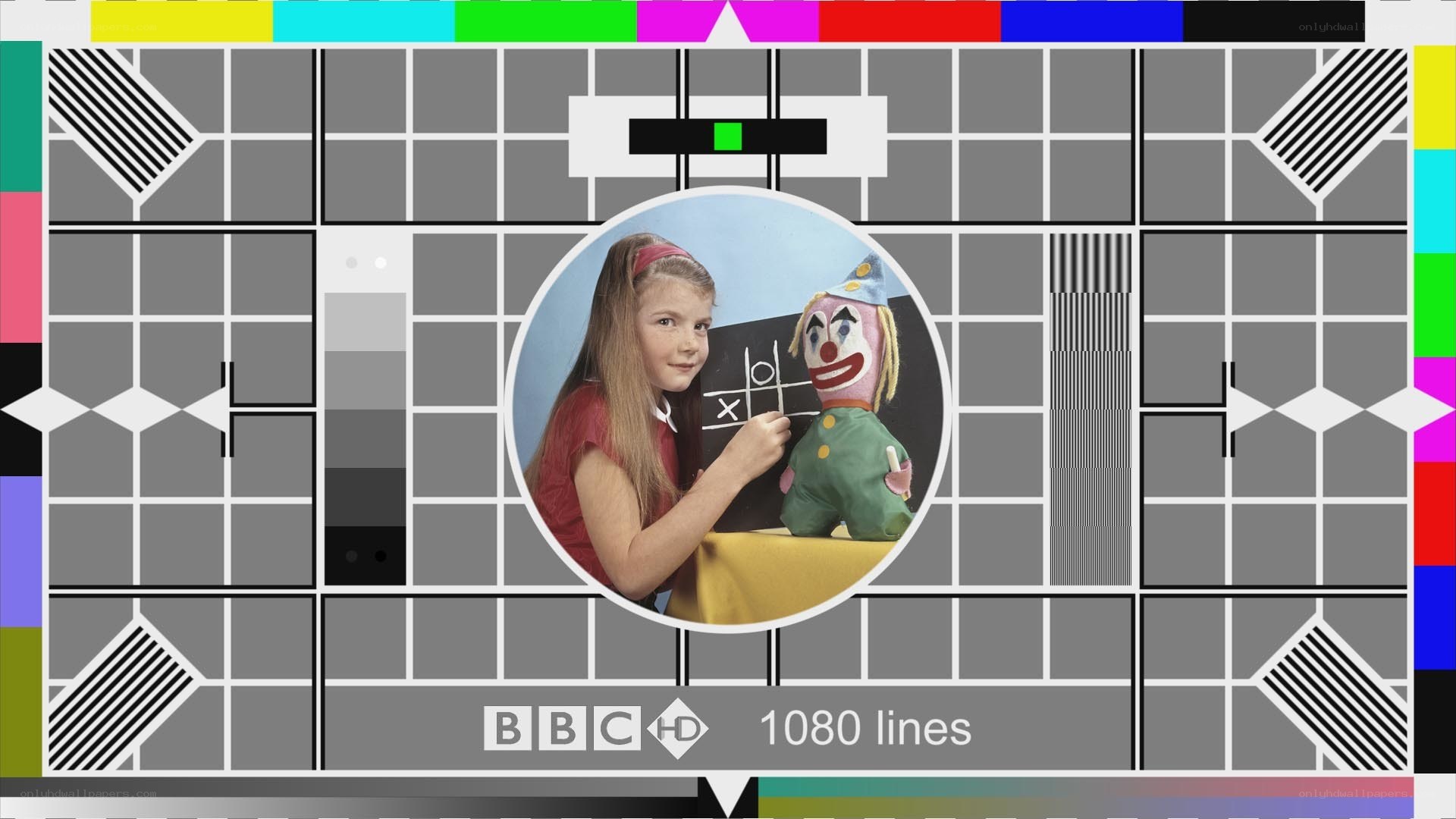 BBC test card with photo