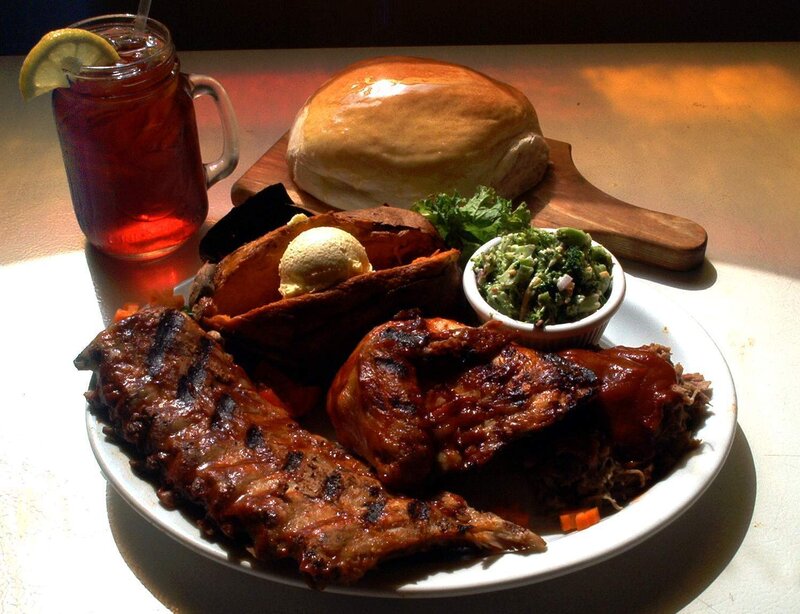 BBQ platter with ribs and sides