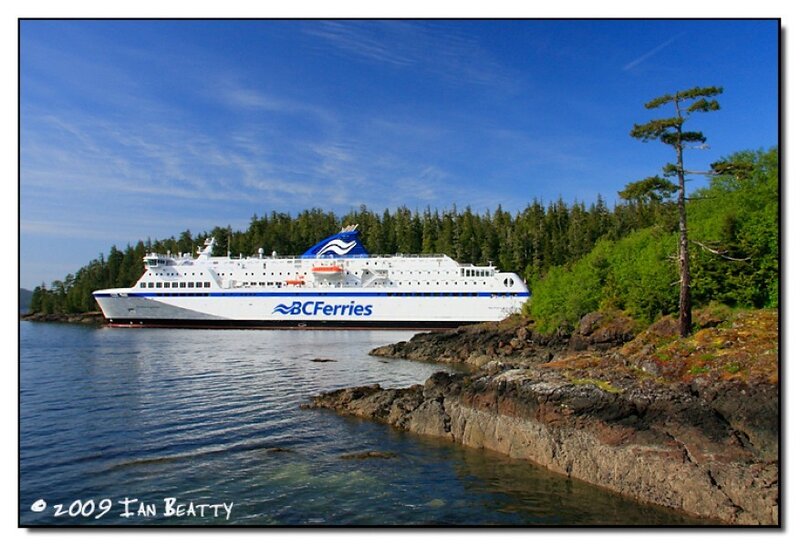 BC Ferries vessel at coastal bay