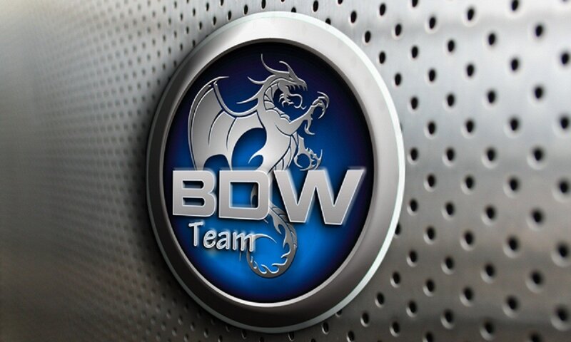 BDW Team logo on metal surface