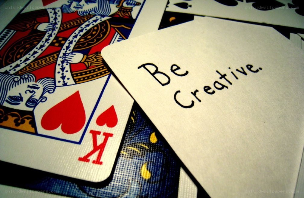 Be Creative note with playing cards