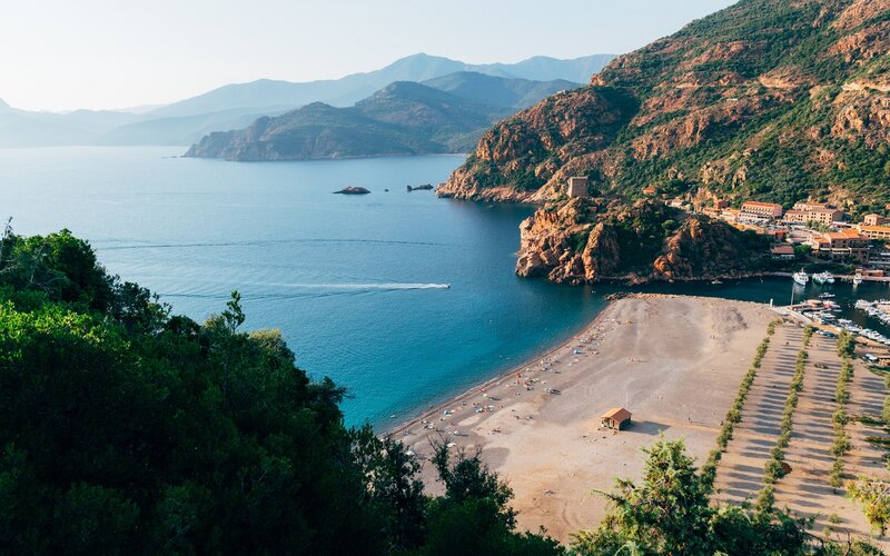 Beach and Coastal Town — Blue