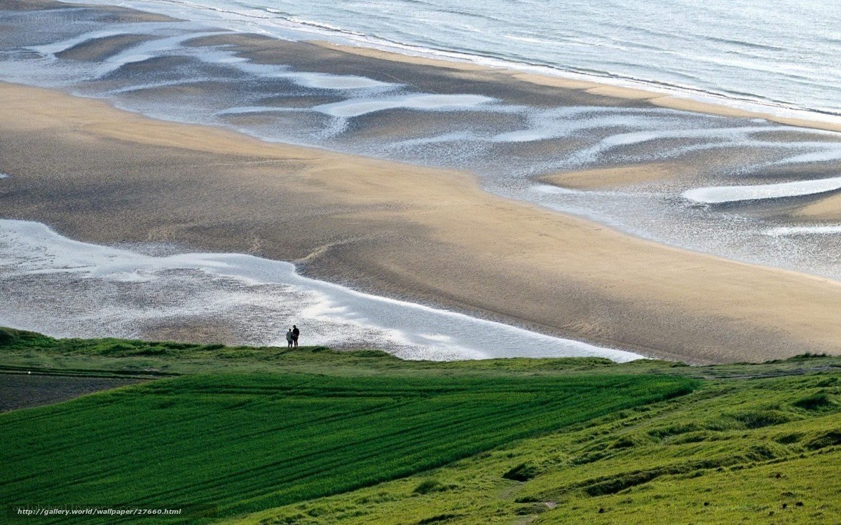 Beach and green fields view