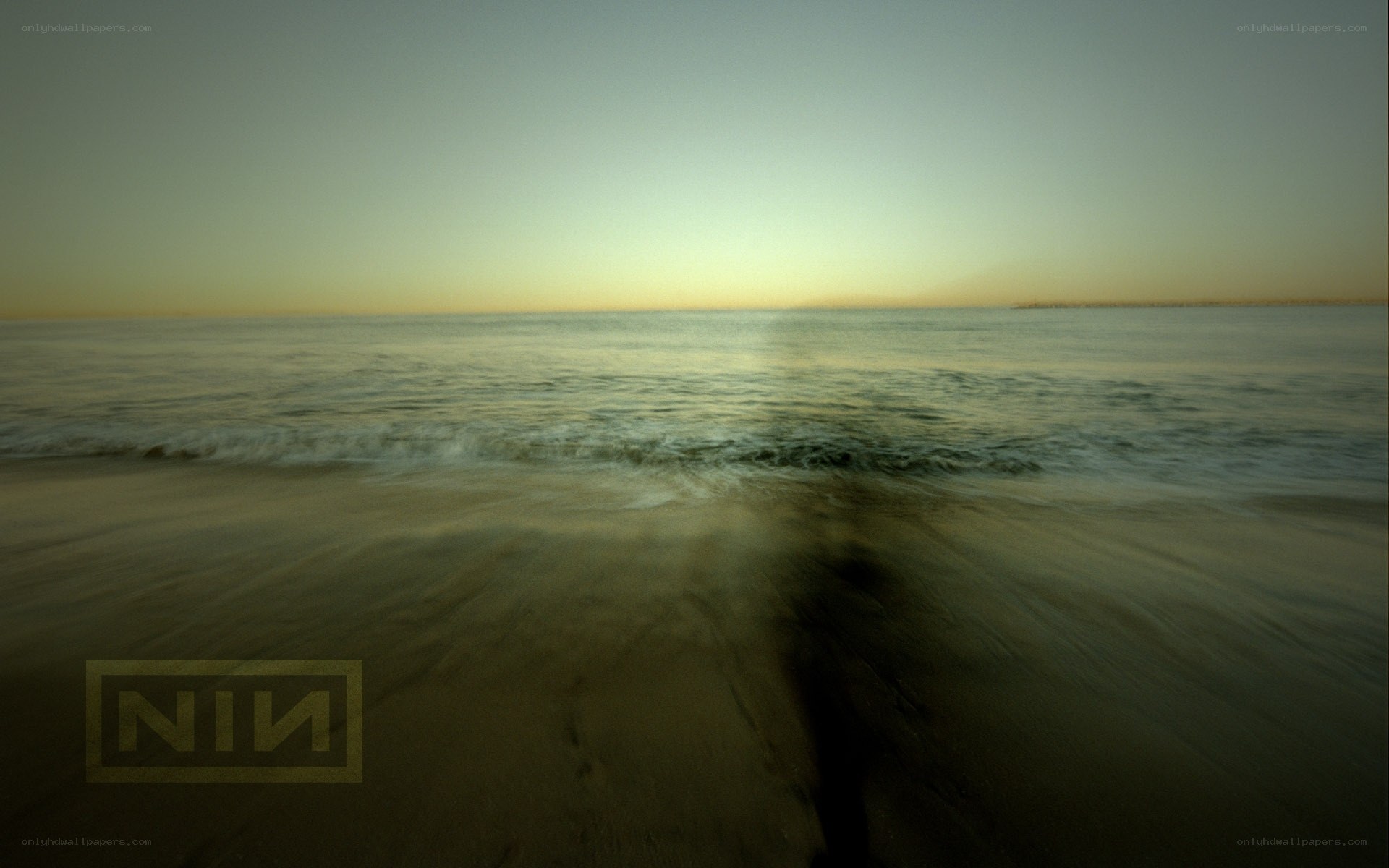 beach at dawn with NIN logo