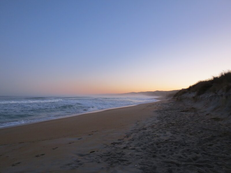 Beach at dawn with waves