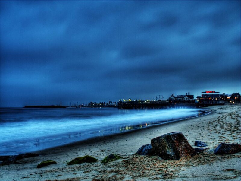 Beach at Dusk — Blue, Dramatic, Night, Photograph