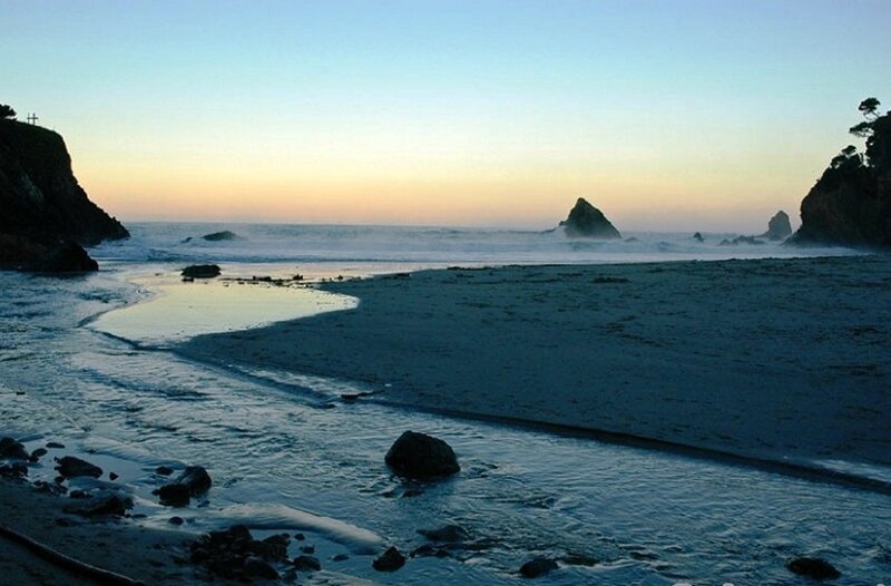 Beach at Dusk — Blue, Serene, Sunset