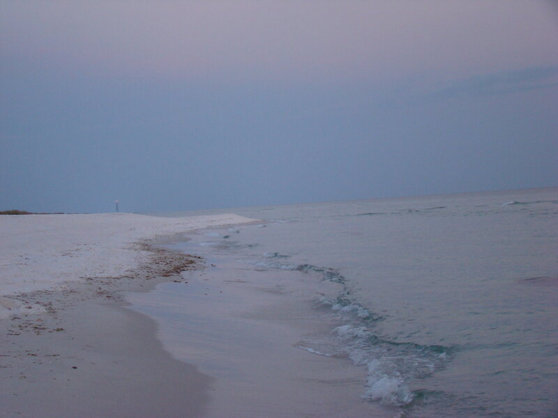 Beach at Dusk — Gray, Calm, Sunset