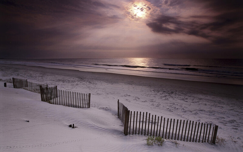 Beach at Dusk — Purple, Dramatic, Night, Photograph