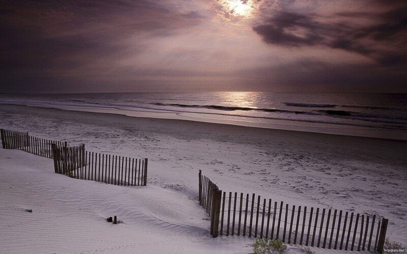 Beach at Dusk — Purple, Dramatic