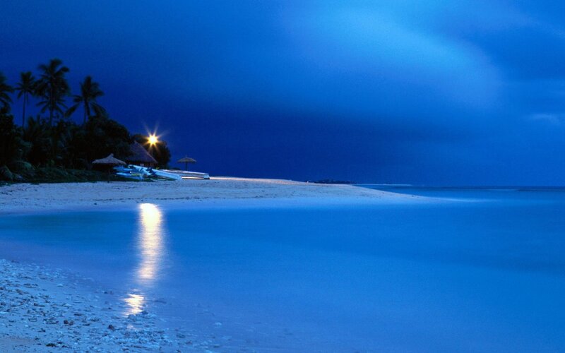 Beach at Night — Blue, Serene, Photograph