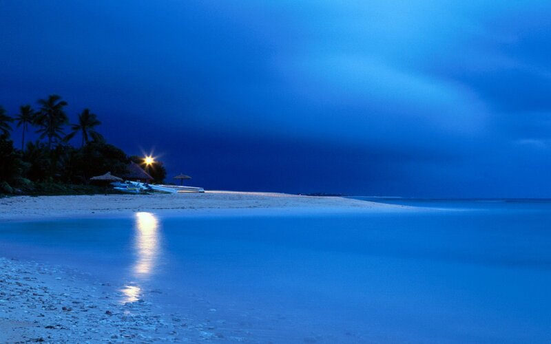 Beach at Night — Blue, Serene