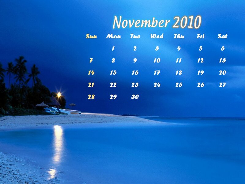 Beach at Night with Calendar