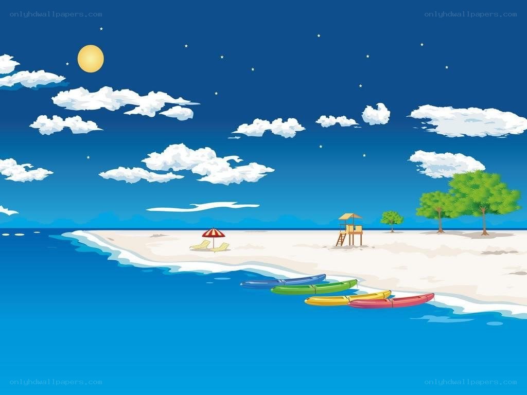 Beach at night with kayaks