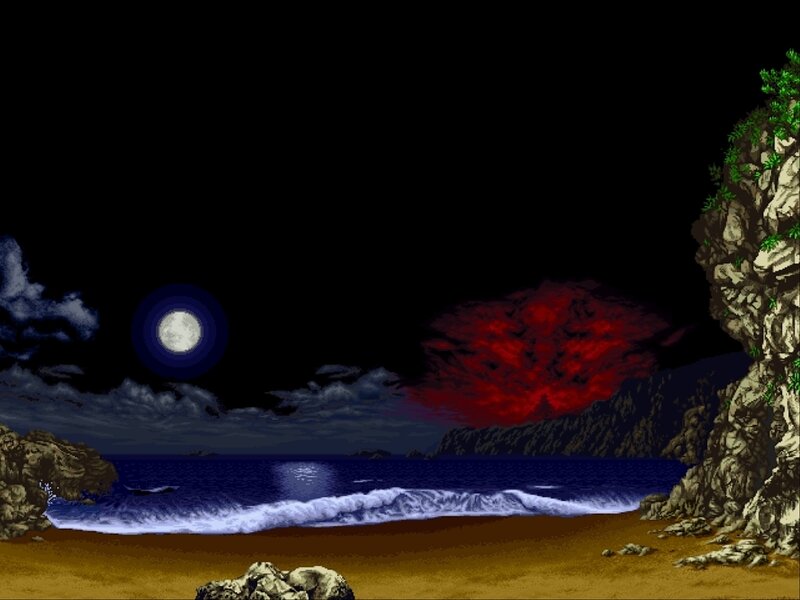Beach at Night with Moon