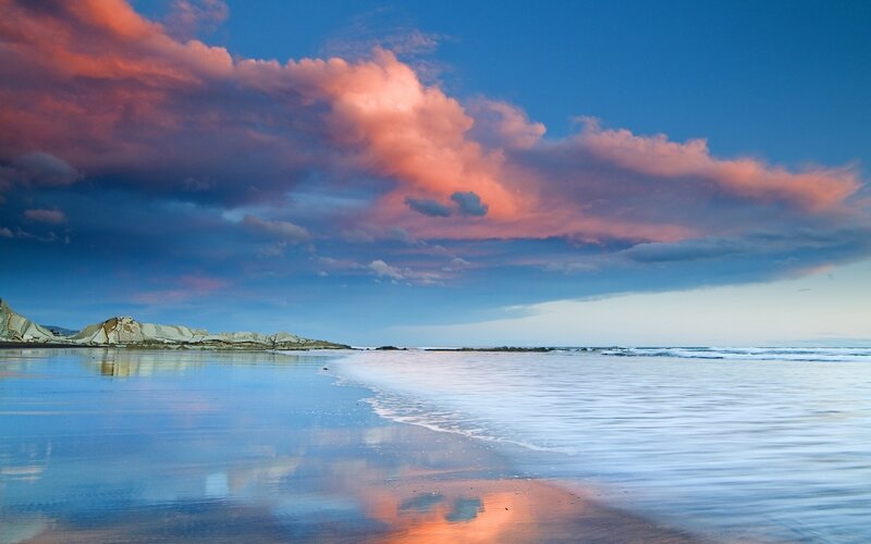 Beach at Sunset — Blue, Clouds