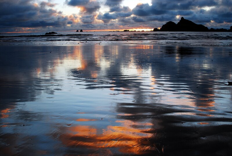 Beach at Sunset — Blue, Dramatic, Photograph, Ocean