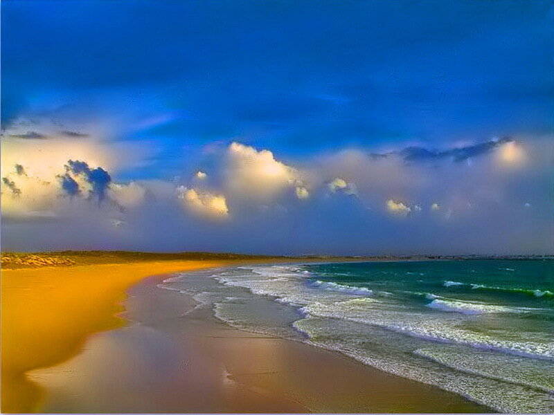 Beach at Sunset — Blue, Dramatic