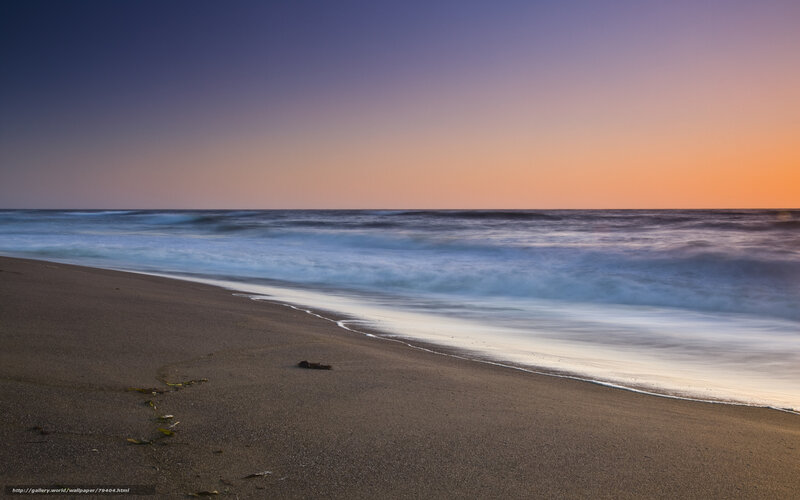 Beach at Sunset — Blue, Serene, Photograph, Ocean, Sky
